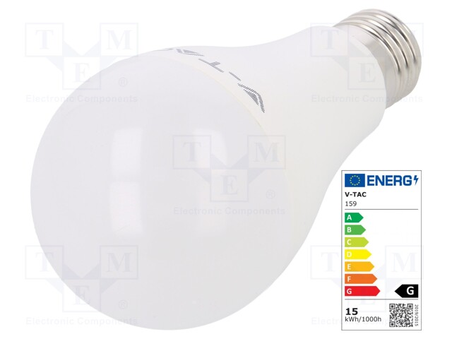 LED lamp; warm white; E27; 220/240VAC; 1250lm; 15W; 200°; CRImin: 80