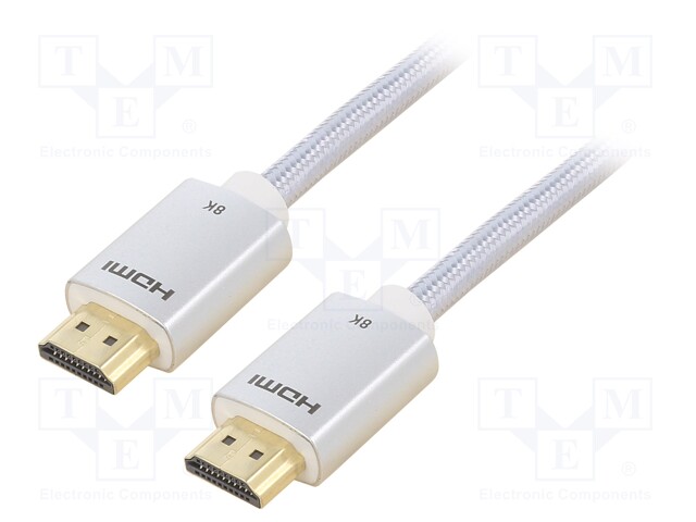 Cable; HDMI 2.1; HDMI plug,both sides; PVC; textile; Len: 1.5m