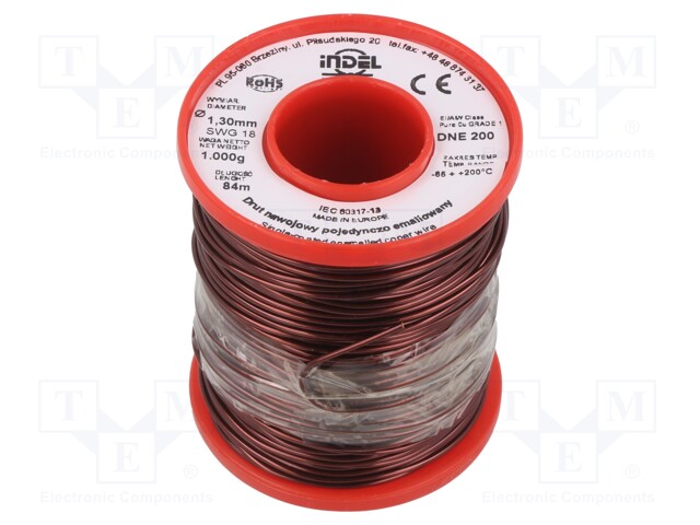 Coil wire; single coated enamelled; 1.3mm; 1kg; -65÷200°C