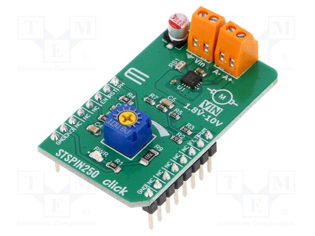 Click board; motor driver; GPIO,PWM; STSPIN250; 3.3/5VDC