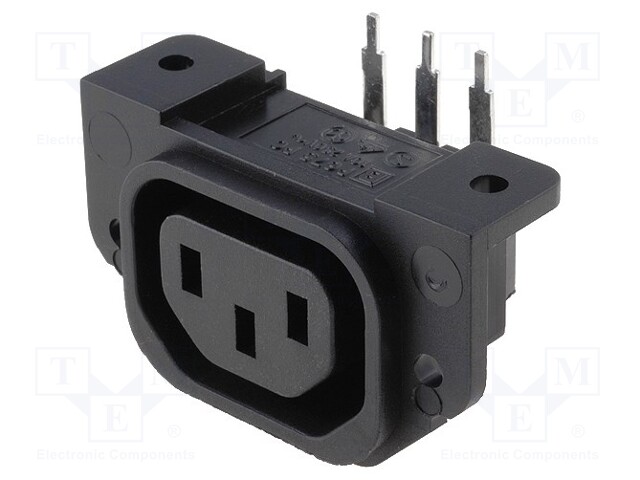 Connector: AC supply; socket; female; 10A; 250VAC; IEC 60320; THT