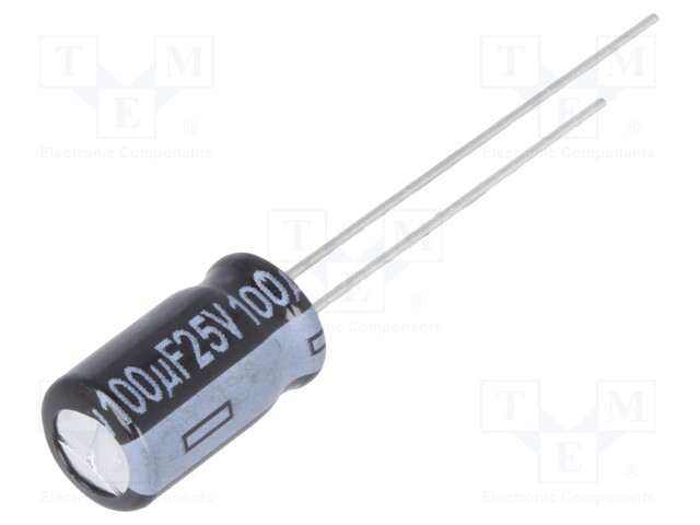 Capacitor: electrolytic; low impedance; THT; 100uF; 25VDC; ±20%