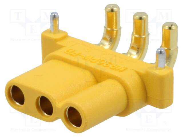 Socket; DC supply; MR30; female; PIN: 3; on PCBs; THT; Colour: yellow