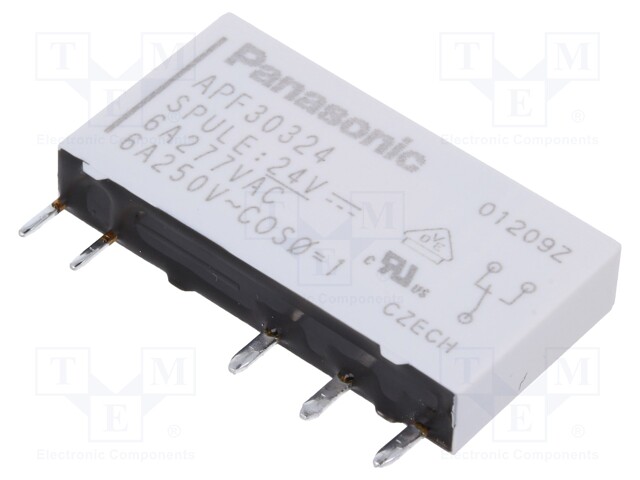 Relay: electromagnetic; SPDT; Ucoil: 24VDC; 6A/250VAC; max.250VAC