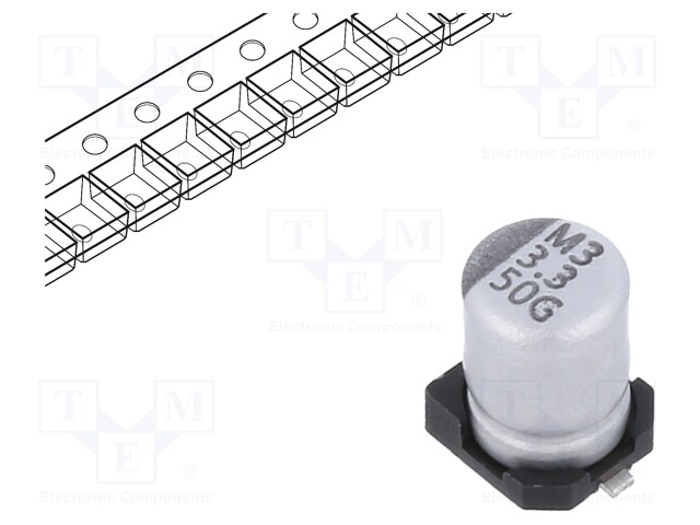 Capacitor: electrolytic; SMD; 3.3uF; ±20%; -55÷105°C; Series: GSC