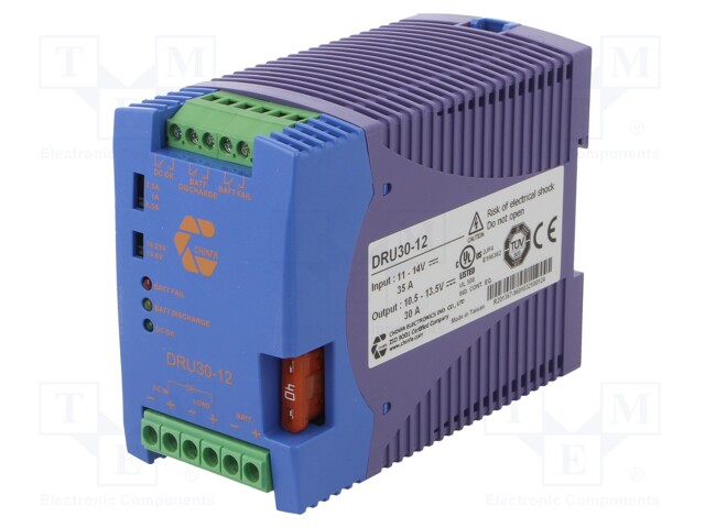 Power supply: UPS; for DIN rail; 12VDC; 10.5÷13.5VDC; 30A; IP20