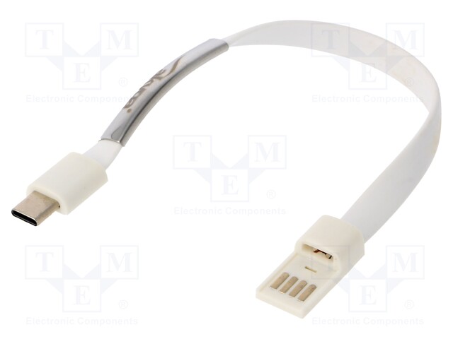 Cable; USB 3.0; USB A plug,USB C plug; nickel plated; 0.23m