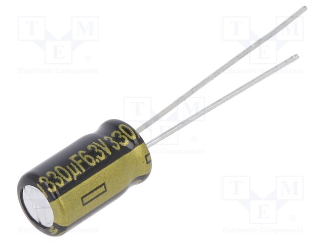 Capacitor: electrolytic; low impedance; THT; 330uF; 6.3VDC; ±20%