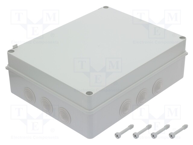 Enclosure: junction box; X: 300mm; Y: 380mm; Z: 120mm; IP65; grey