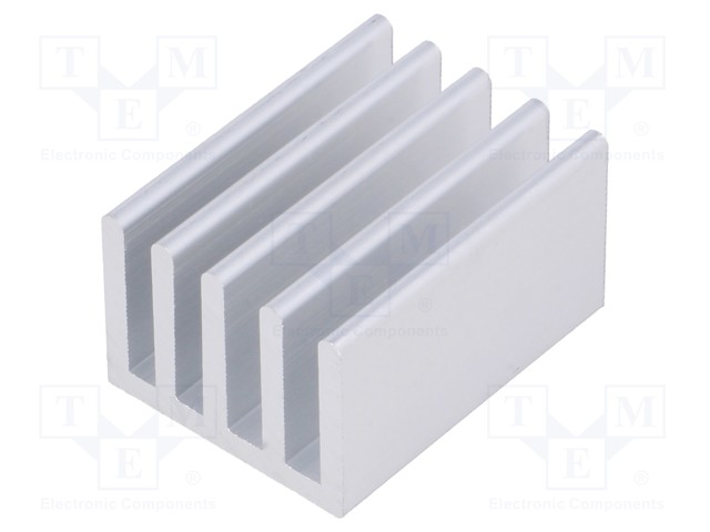 Heatsink: extruded; grilled; natural; L: 25mm; W: 19mm; H: 10mm; plain