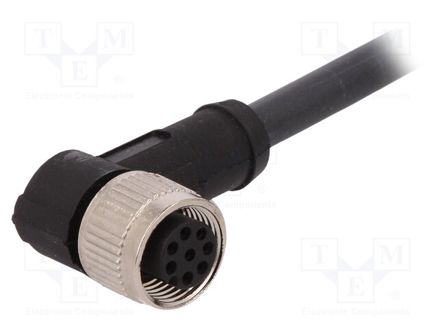 Connection lead; M12; PIN: 8; angled; 10m; plug; 30VAC; 4A; -25÷80°C