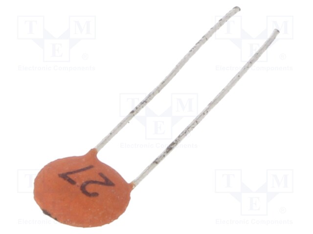 Capacitor: ceramic; 27pF; 100V; P350-N1000; ±5%; THT; 2.5mm