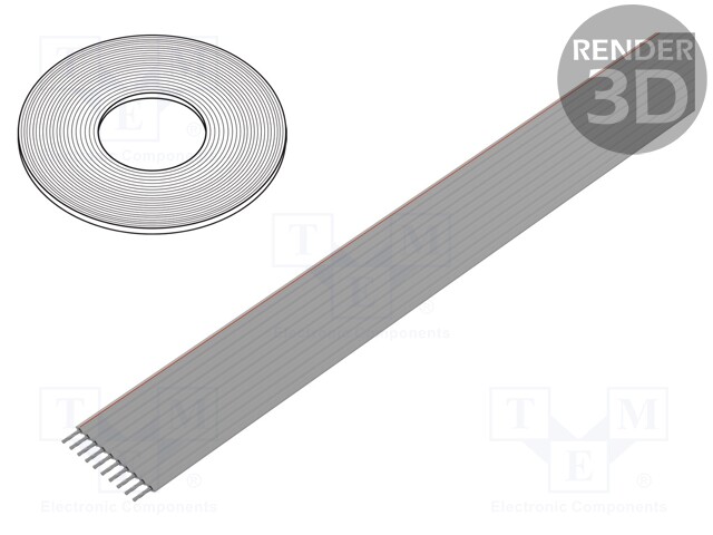 Wire: ribbon; 1.27mm; stranded; Cu; 10x26AWG; unshielded; PVC; grey