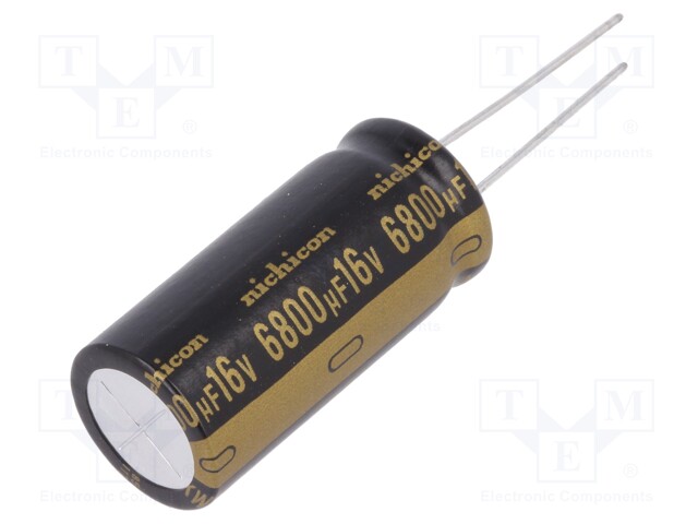 Capacitor: electrolytic; THT; 6800uF; 16VDC; Ø16x35.5mm; ±20%