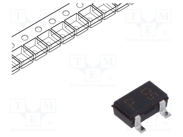 Small Signal Diode, Switching, Dual Common Anode, 80 V, 100 mA, 1.2 V, 4 ns, 4 A