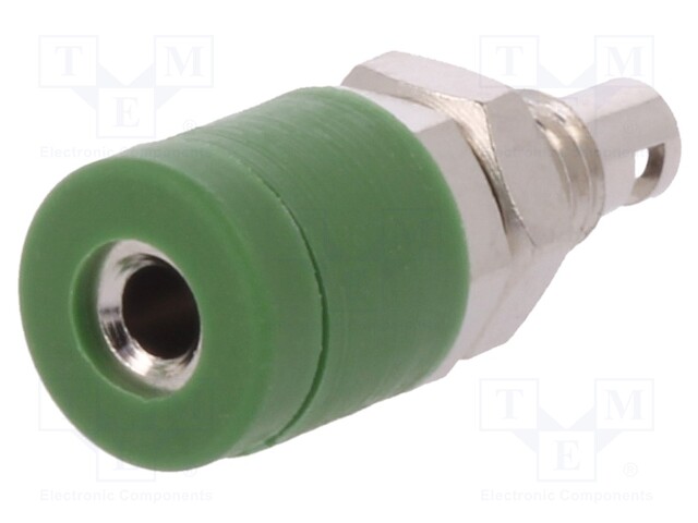 Socket; 2mm banana; 10A; 33VAC; 70VDC; green; 3mΩ; -40÷110°C