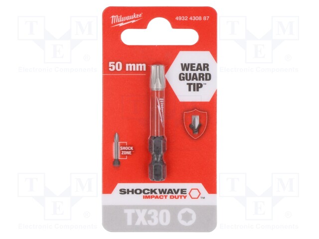 Screwdriver bit; Torx®; TX30; Overall len: 50mm; Kind: impact