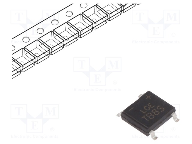 Single-phase bridge rectifier; Urmax: 800V; If: 1A; Ifsm: 30A; TBS