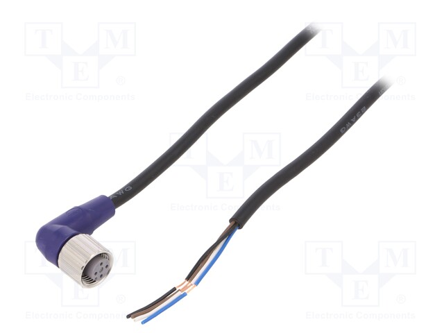 Connection lead; M12; PIN: 4; angled; 5m; plug; 0.8A; -10÷65°C; IP67