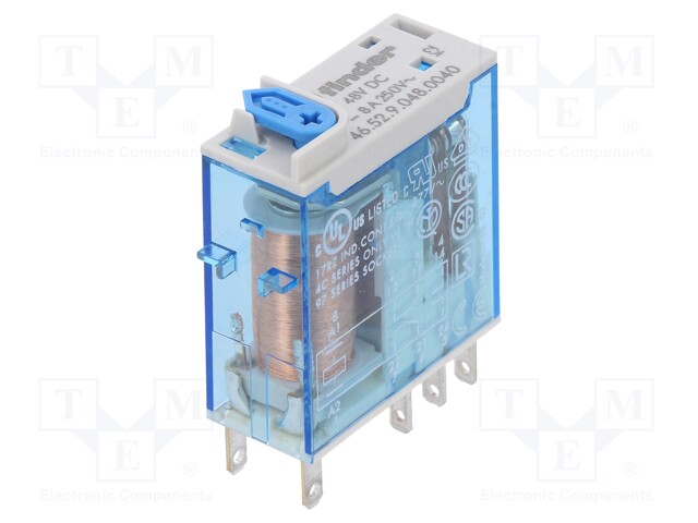 Relay: electromagnetic; DPDT; Ucoil: 48VDC; 8A/250VAC; 8A/30VDC