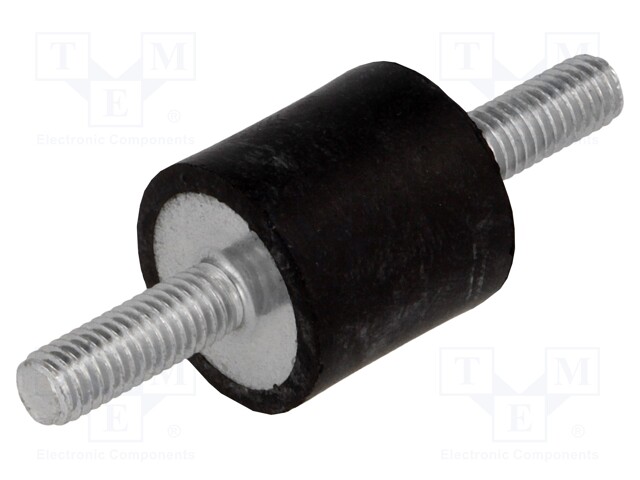 Vibration damper; M6; Ø: 20mm; rubber; L: 20mm; Thread len: 18mm