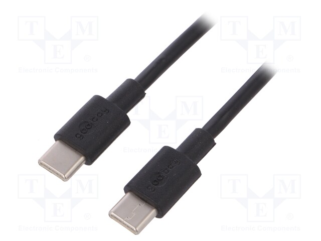 Cable; USB 2.0; both sides,USB C plug; 1m; black