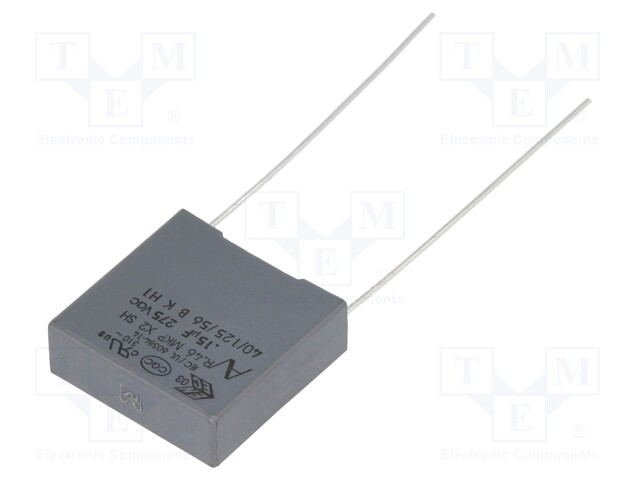 Capacitor: polypropylene; X2; 150nF; 15mm; ±20%; 18x6x17.5mm