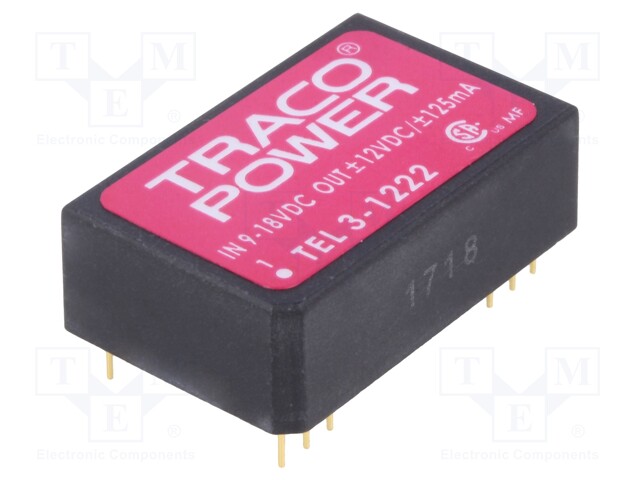 Converter: DC/DC; 3W; Uin: 9÷18V; Uout: 12VDC; Uout2: -12VDC; DIP24