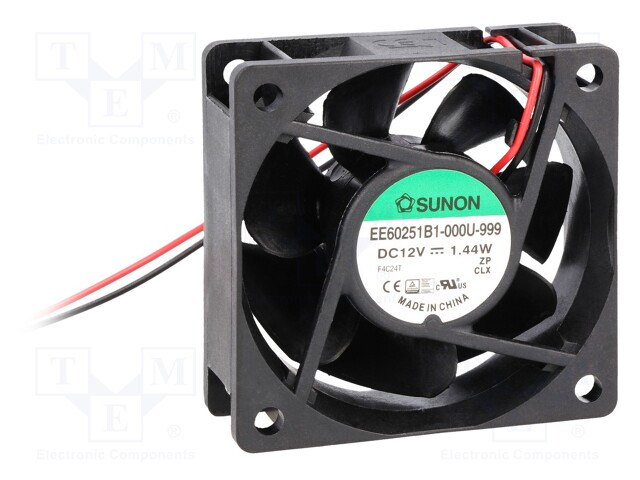 Fan: DC; axial; 12VDC; 60x60x25mm; 39.93m3/h; 34.5dBA; ball bearing