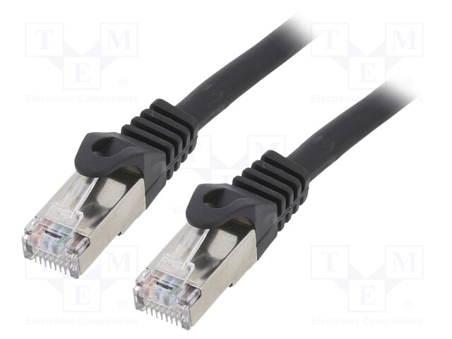 Patch cord; S/FTP; 6a; solid; Cu; LSZH; black; Len: 3m; 27AWG