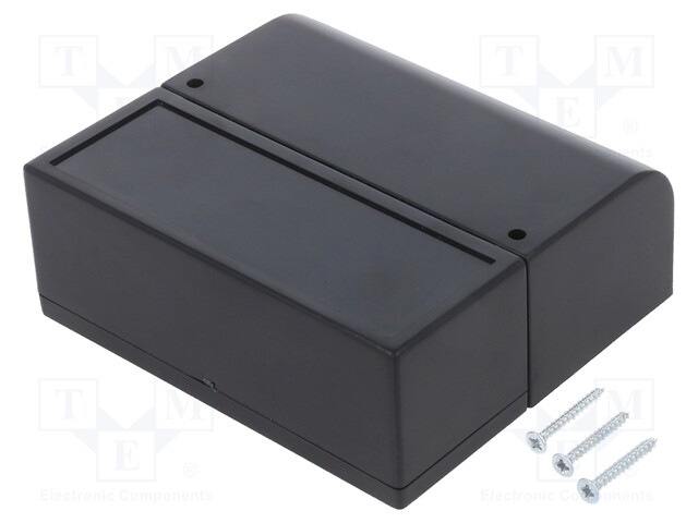 Enclosure: wall mounting; X: 85.1mm; Y: 96.6mm; Z: 35.7mm; ABS; black