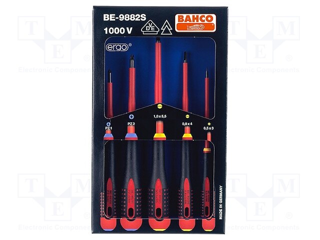 Screwdrivers; Pcs: 5; insulated; 1kVAC; Bit: Pozidriv®,slot