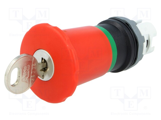 Switch: emergency stop with key; Stabl.pos: 2; 22mm; red; IP66