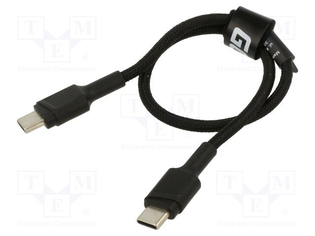 Cable; USB 2.0; USB C plug,both sides; 0.3m; black; 480Mbps; 60W