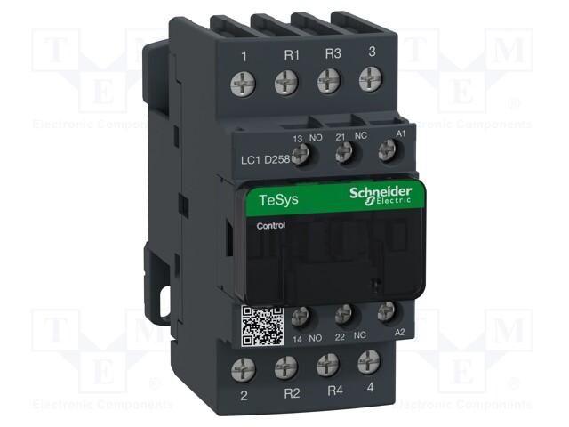 Contactor, TeSys D, DIN Rail, 690 VAC, 2NO / 2NC, 4 Pole