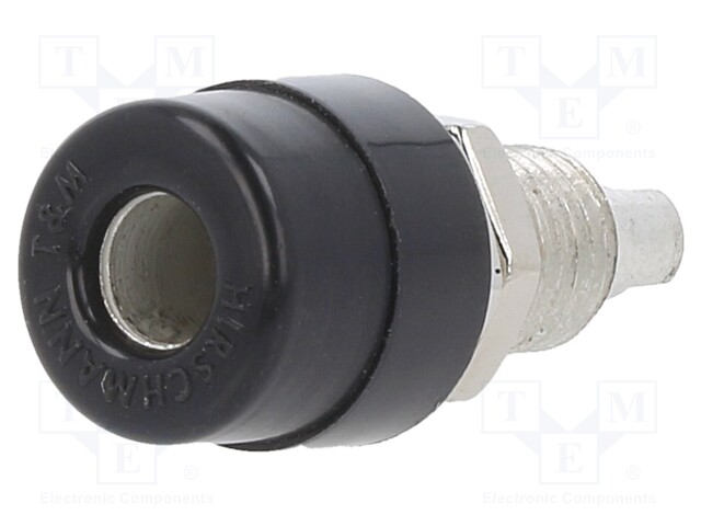 Socket; 4mm banana; 32A; 60VDC; black; screw; Overall len: 23.5mm