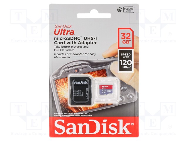 Memory card; SD HC Micro; 32GB; 120MB/s; Class 10 UHS U1