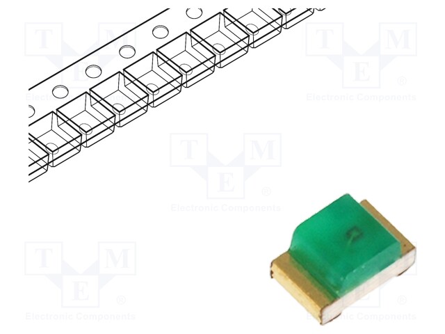 LED; SMD; 0805; green; 3÷12mcd; 2x1.25x1.1mm; 120°; 2.2÷2.5V; 20mA