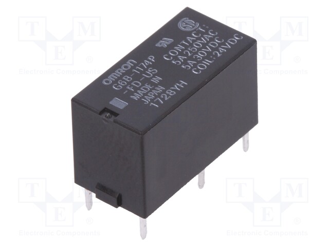 Relay: electromagnetic; SPST-NO; Ucoil: 24VDC; 5A/250VAC; 5A/30VDC