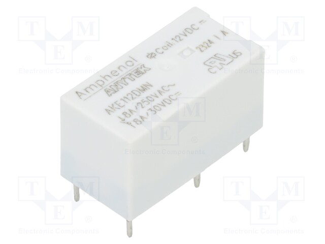 Relay: electromagnetic; SPST-NO; Ucoil: 12VDC; 8A; 8A/250VAC; PCB