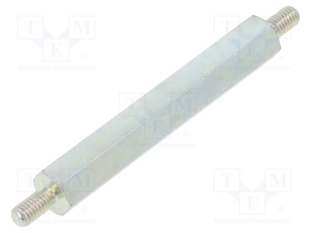 Screwed spacer sleeve; 40mm; Ext.thread: M3; hexagonal; steel