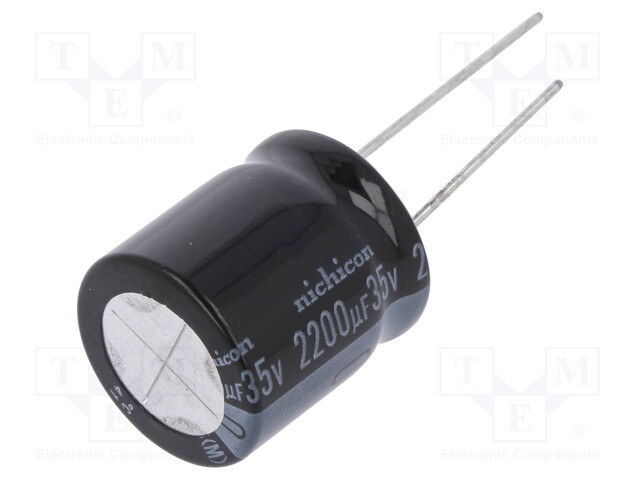 Capacitor: electrolytic; THT; 2200uF; 35VDC; Ø18x20mm; Pitch: 7.5mm