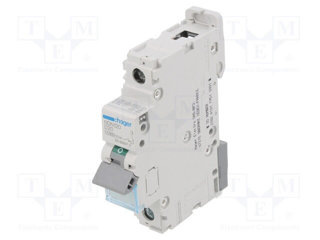 Circuit breaker; 230/400VAC; Inom: 20A; Poles: 1; DIN; Charact: D