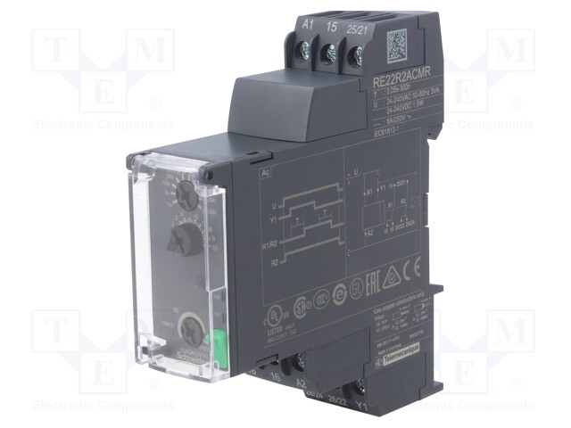 Timer; 0,05s÷300h; DPDT; 250VAC/8A; 24÷240VAC; 24÷240VDC; DIN; IP20