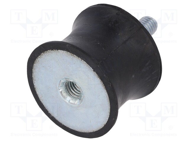 Vibration damper; M8; Ø: 40mm; rubber; L: 30mm; Thread len: 23mm