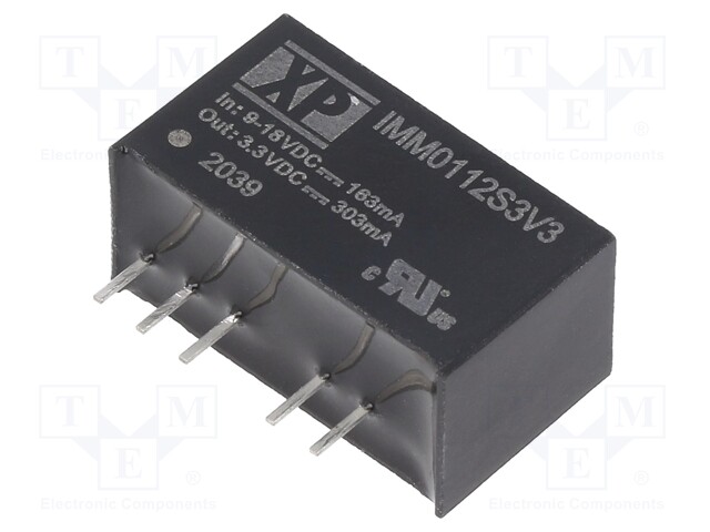 Isolated Board Mount DC/DC Converter, Medical, 1 Output, 1 W, 3.3 VDC, 303 mA