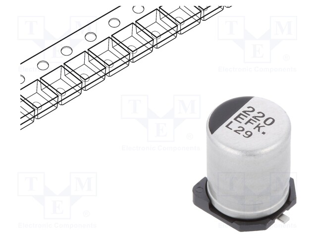 Capacitor: electrolytic; low impedance; SMD; 220uF; 25VDC; ±20%