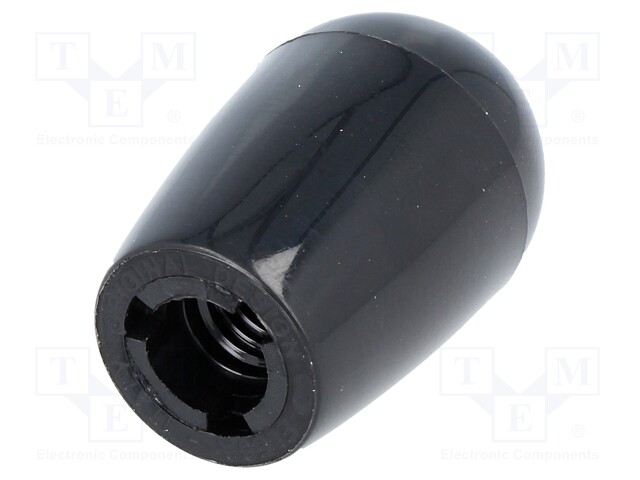 Conical knob; M6; 16mm; black; L: 25mm; Base dia: 12mm; Ømax: 16mm