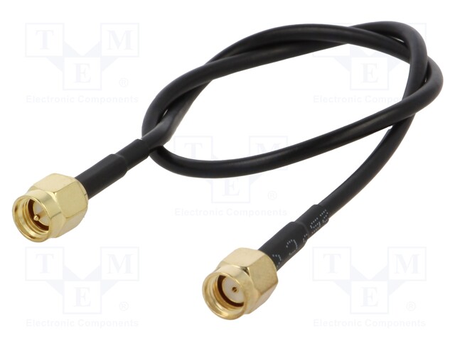 Cable; 50Ω; 0.3m; RP-SMA male,SMA plug; black; straight