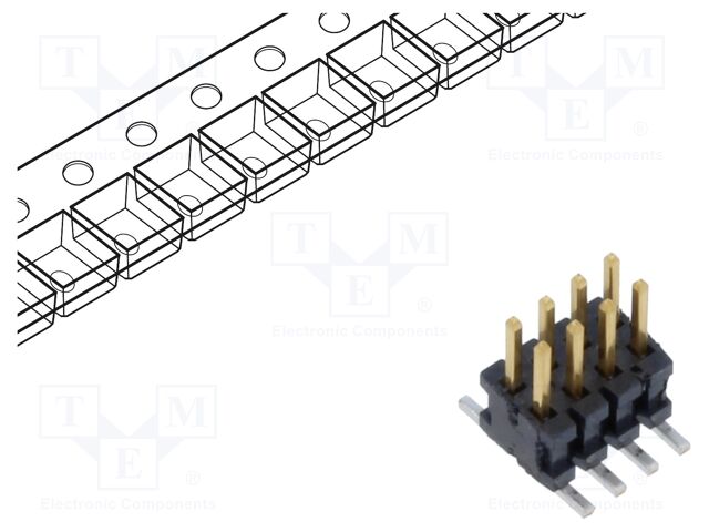 Connector: pin strips; male; PIN: 8; 1.27mm; gold-plated; SMT; reel